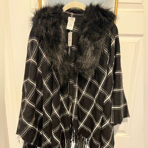 NWT J. Crew Fur Collar Shawl